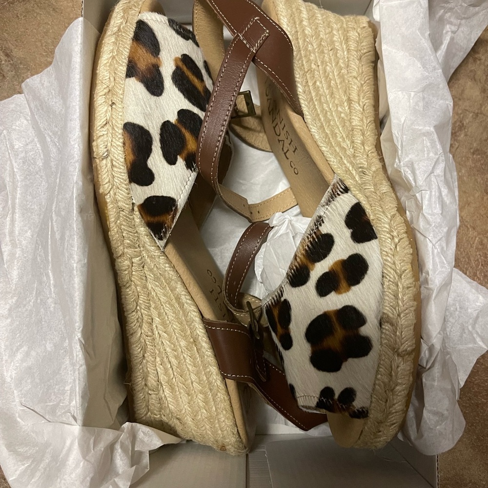 The Spanish Sandal Co calf hair espadrille size 11with a 2 inch wedge